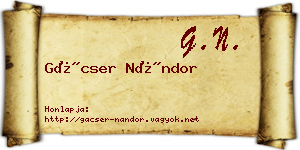 Gácser Nándor névjegykártya