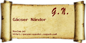 Gácser Nándor névjegykártya